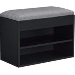 Entryway Shoe Storage Bench with Cushion | Hallway Organizer & Hidden Lift-Top Storage Black 60 cm