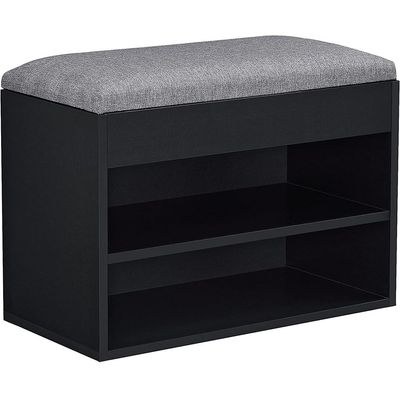 Entryway Shoe Storage Bench with Cushion | Hallway Organizer & Hidden Lift-Top Storage Black 60 cm - Image 3