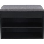 Entryway Shoe Storage Bench with Cushion | Hallway Organizer & Hidden Lift-Top Storage Black 60 cm