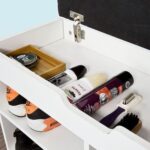 Entryway Shoe Storage Bench with Cushion | Hallway Organizer & Hidden Lift-Top Storage White 60 cm