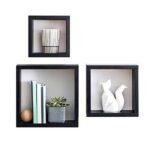 3-Piece Wall-Mounted Floating Shelves – Black 40×40 cm for Books & Accessories