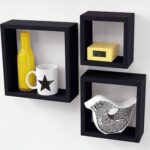 3-Piece Wall-Mounted Floating Shelves – Black 40×40 cm for Books & Accessories