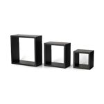 3-Piece Wall-Mounted Floating Shelves – Black 40×40 cm for Books & Accessories