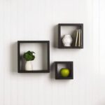 3-Piece Wall-Mounted Floating Shelves – Black 40×40 cm for Books & Accessories