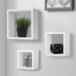 3-Piece Wall-Mounted Floating Shelves – White 40×40 cm for Books & Accessories