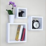 3-Piece Wall-Mounted Floating Shelves – White 40×40 cm for Books & Accessories
