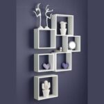 Floating Square Cube Wall Shelves – White 20×20+30×30+40×40 cm for Home Décor