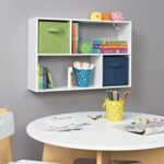 White Wall-Mounted Bookcase 80x55x15cm – Floating Shelf for Books, Decor & Home Storage