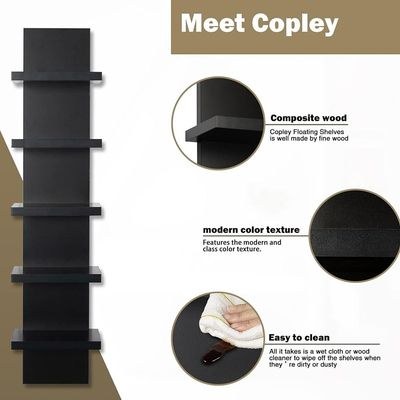 Straights Wall-Mounted Shelf Unit – Black Finish Wall Storage for Living Room - Image 4