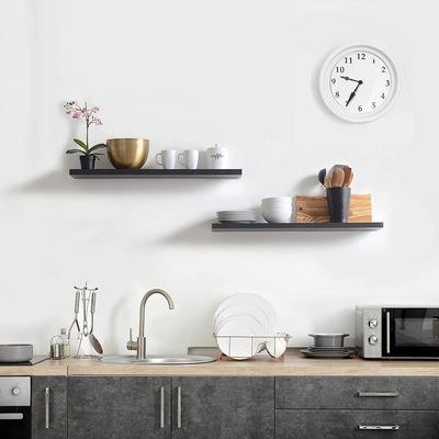 2-Pcs Floating Wall Shelves 40×15 cm Black - Image 2
