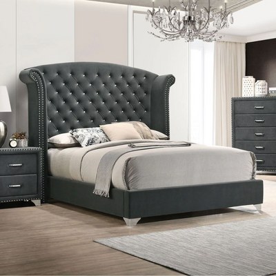 Sonvora Modern Button Tufted Bed for Luxury Bedroom with Silver Metal Legs King - Image 2