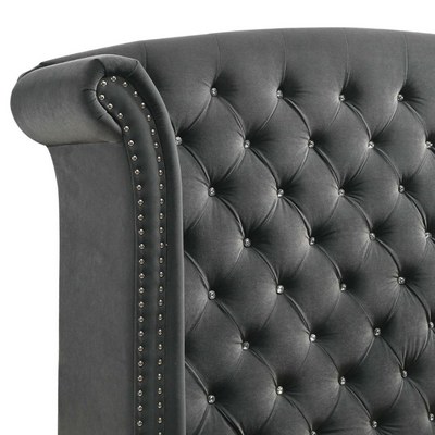 Sonvora Modern Button Tufted Bed for Luxury Bedroom with Silver Metal Legs King - Image 4