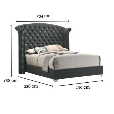 Sonvora Modern Button Tufted Bed for Luxury Bedroom with Silver Metal Legs Super King - Image 5