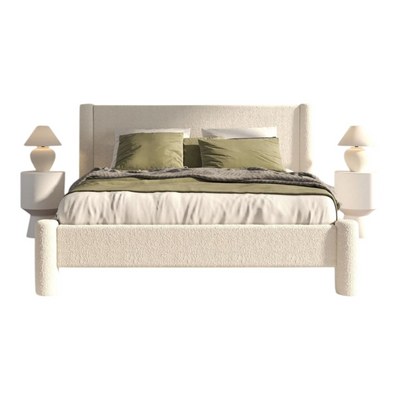 Wexune Elegant Modern Soft Boucle Fabric Rectangular Bed for Living Room & Bedroom Super King - Image 3