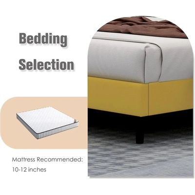 Modern Rectangular Velvet Upholstery Bed with Soft Wingback Headboard Queen - Image 4