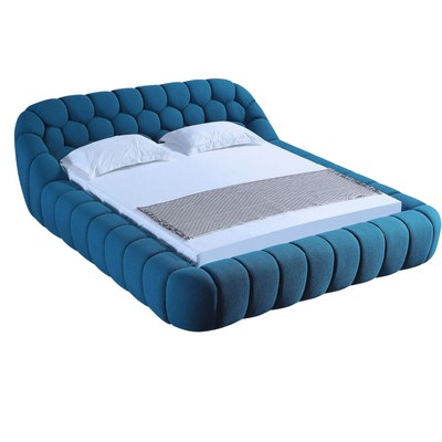 Syrux Bubble Design Modern Cloud Bed In Soft Boucle Fabric Blue King - Image 5