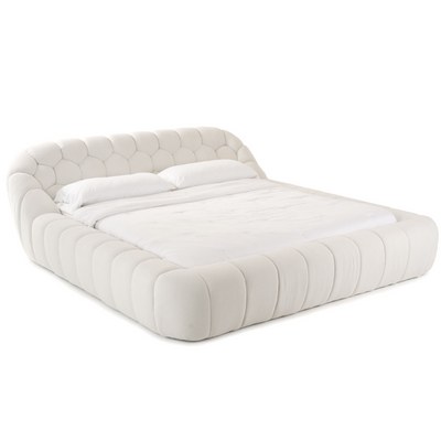 Syrux Bubble Design Modern Cloud Bed In Soft Boucle Fabric Off White Queen - Image 5
