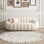 Living room Sofa Set 3+2+1 Trendy Pumpkin Design - Boucle Upholstery - Off White