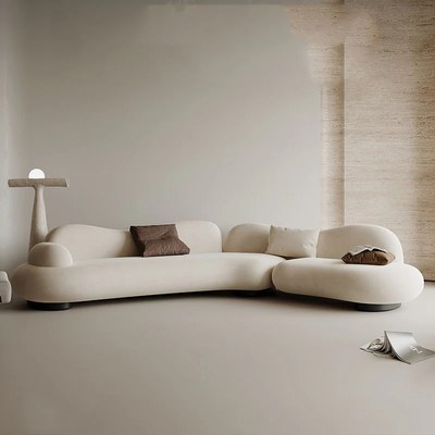 FORMA Cloud Curved Sofa - Velvet Upholstery - Off White - Image 2