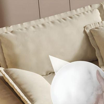 Elegant Wide Comfy Couch Frosted Velvet Upholstery - Off White -320W x 96D x 72H - Image 4