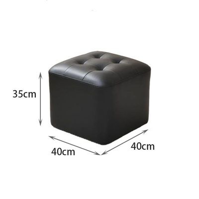 Square Ottoman Faux Leather Multi-Use Stool for Living Room, Bedroom, Entryway(Light Gray) - Image 3