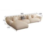Modern Cream Sectional Sofa with Chaise Lounge – 360 cm Large Capacity Comfort Design -Off White
