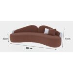 Modern Velvet Curved 3+1 Seater Sofa Set with 2 Stools - Wood Frame - High-Quality Foam Filling - Brown and Off White
