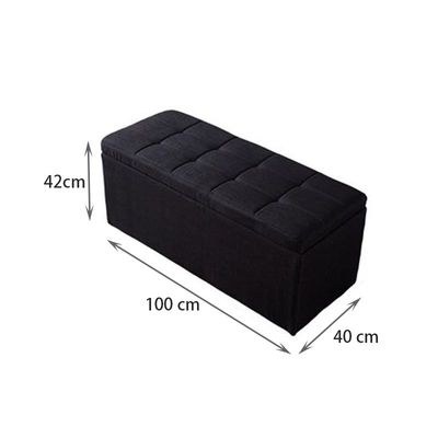 Storage Ottoman Rectangular Faux Leather Multi-Use Storage Bench for Entryway, Living Room, Bedroom 40x100x42cm Orange - Image 2