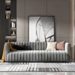 Elegant 2-Seater Gray Sofa with Single Chair and Ottoman Set