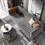 Elegant 2-Seater Gray Sofa with Single Chair and Ottoman Set