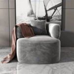 Elegant 2-Seater Gray Sofa with Single Chair and Ottoman Set