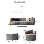 Elegant 2-Seater Gray Sofa with Single Chair and Ottoman Set