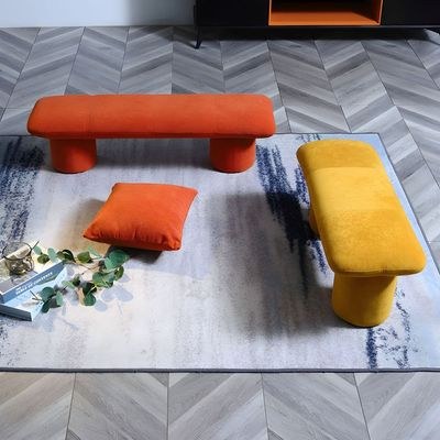 Modern Velvet Sculptural Bench Stylish Accent Seat for Living Room, Entryway 113cm*34cm*33cm Orange - Image 3