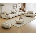ERICA Living Room 1+4 Seater Puffy Sofa with Ottoman - Off White