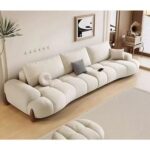 ERICA Living Room 1+4 Seater Puffy Sofa with Ottoman - Off White