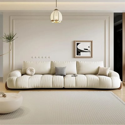 ERICA Living Room 1+2 Seater Puffy Sofa with Ottoman - Off White - Image 5