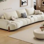 ERICA Living Room 1+4 Seater Puffy Sofa with Ottoman - Off White
