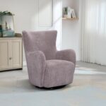 Rotai George Swivel and Glider Chair | 360° Swivel Glider Chair with Cushioned Seat & Armrests, Durable Ash Grey Fabric, Modern Living Room & Nursery Chair (PEWTER)