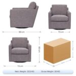 Rotai Harris Swivel Chair | 360° Swivel Accent Chair with Compact Design, Soft Stone Grey Upholstery & Cushioned Seat for Living Room, Bedroom & Lounge (PEWTER)