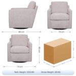 Rotai Harris Swivel Chair | 360° Swivel Accent Chair with Compact Design, Soft Stone Grey Upholstery & Cushioned Seat for Living Room, Bedroom & Lounge (Stone)