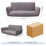 Rotai Mesa Adjustable Comfy Lazy Floor Sofa | Compact Loveseat with Adjustable Back & Arms, Corduroy Fabric, Floor Seating Sofa for Small Living Spaces. (GREY)