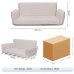 Rotai Mesa Adjustable Comfy Lazy Floor Sofa | Compact Loveseat with Adjustable Back & Arms, Corduroy Fabric, Floor Seating Sofa for Small Living Spaces. (WHITE)