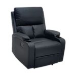 SBF Single Seater PU Leather Manual Recliner with Cup Holders - Modern Design, Ultimate Comfort, One-Seat Relaxing Chair, Ideal Living Room Furniture For Home Relaxation Experience, Black