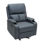 SBF Single Seater PU Leather Manual Recliner with Cup Holders - Modern Design, Ultimate Comfort, One-Seat Relaxing Chair, Ideal Living Room Furniture For Home Relaxation Experience, Grey