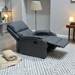 SBF Single Seater PU Leather Manual Recliner with Cup Holders - Modern Design, Ultimate Comfort, One-Seat Relaxing Chair, Ideal Living Room Furniture For Home Relaxation Experience, Grey