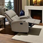 SBF Single Seater PU Leather Manual Recliner with Cup Holders - Modern Design, Ultimate Comfort, One-Seat Relaxing Chair, Ideal Living Room Furniture For Home Relaxation Experience, Beige