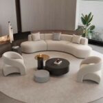 Modern 5-Seater Curved Rounded Shape Living Room Sofa - Off White - 360 cm