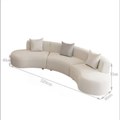 Modern 4-Seater Curved Rounded Shape Living Room Sofa - Off White - 320 cm - Image 3