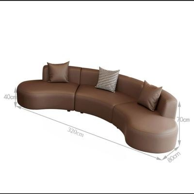Modern 4-Seater Curved Rounded Shape Living Room Sofa - Brown - 320 cm - Image 2