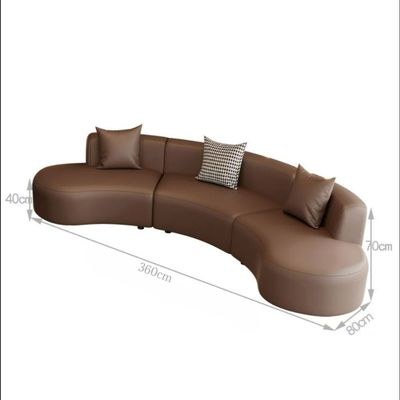 Modern 5-Seater Curved Rounded Shape Living Room Sofa - Brown - 360 cm - Image 2